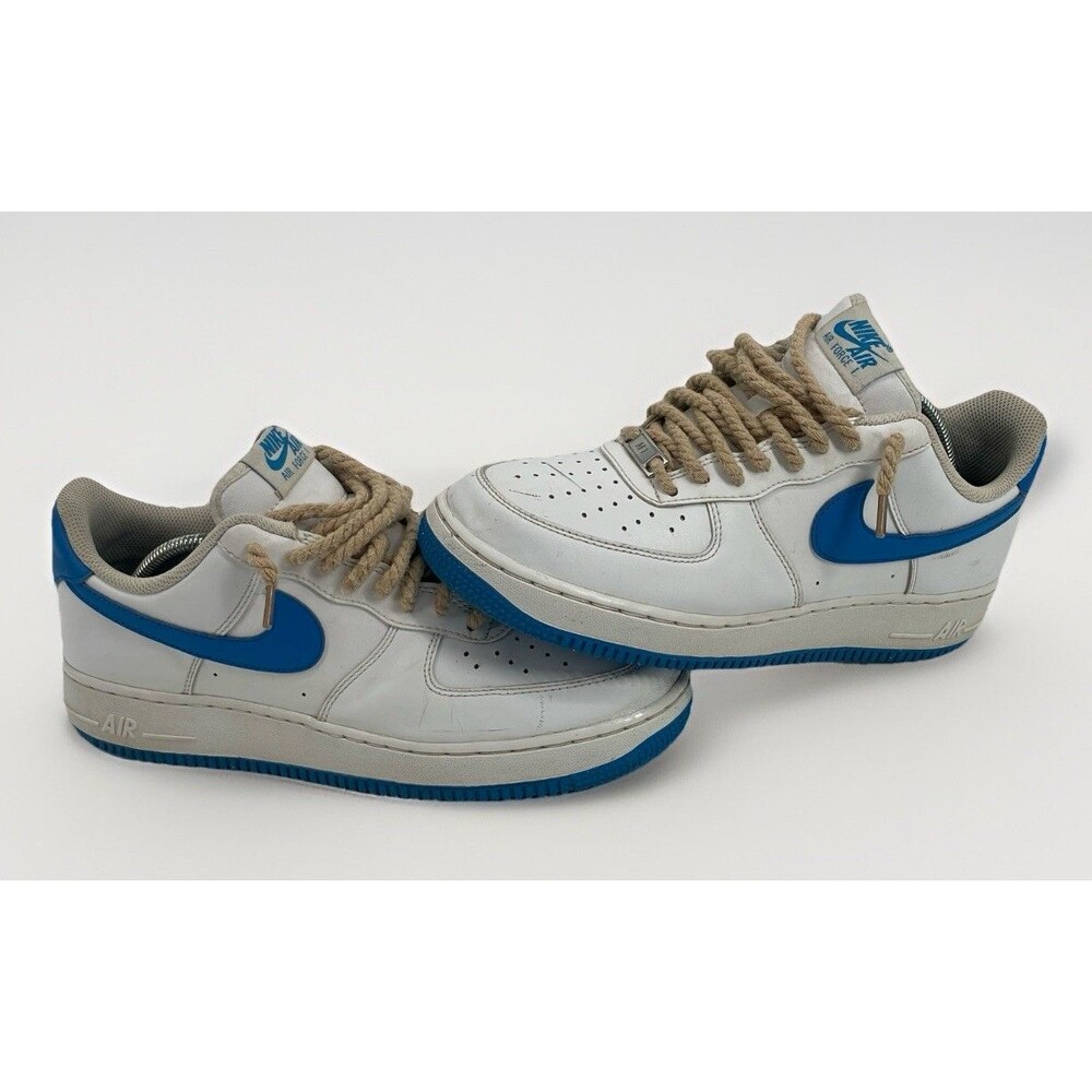 Nike Air Force 1 '07 Low Top White/Photo Blue Leather Sneakers FJ4146-103 Sz 8.5